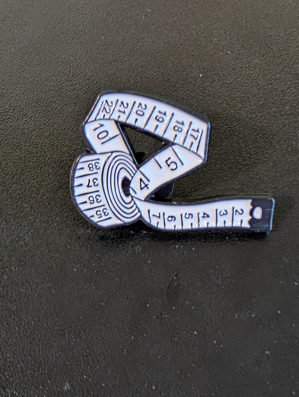 Black & White Tape Measure Enamel Pin - Accessory